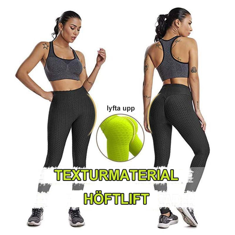 "Damtights i svart med hög midja, anti-cellulit och kompression, formande och svettavvisande, för maximal rörelsefrihet."