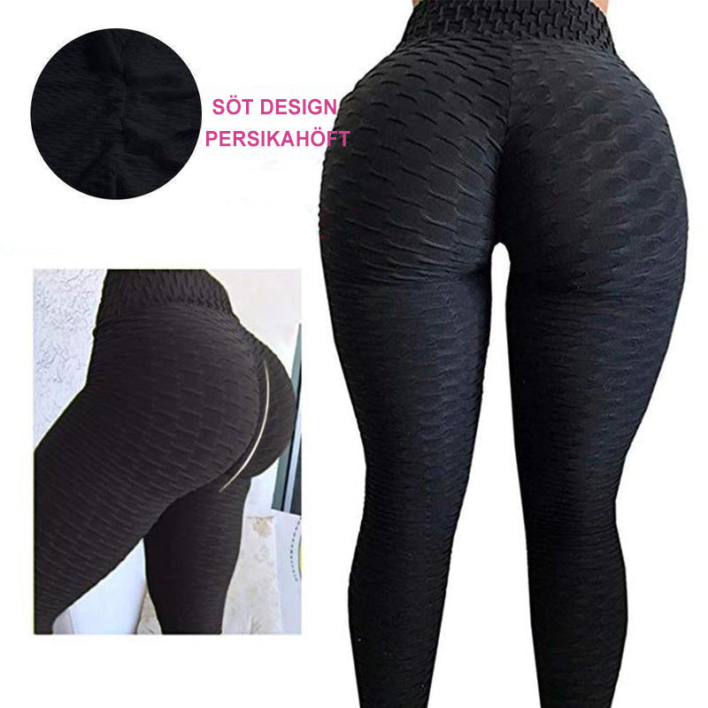 "Damtights i svart med hög midja, anti-cellulit och kompression, formande och svettavvisande, för maximal rörelsefrihet."