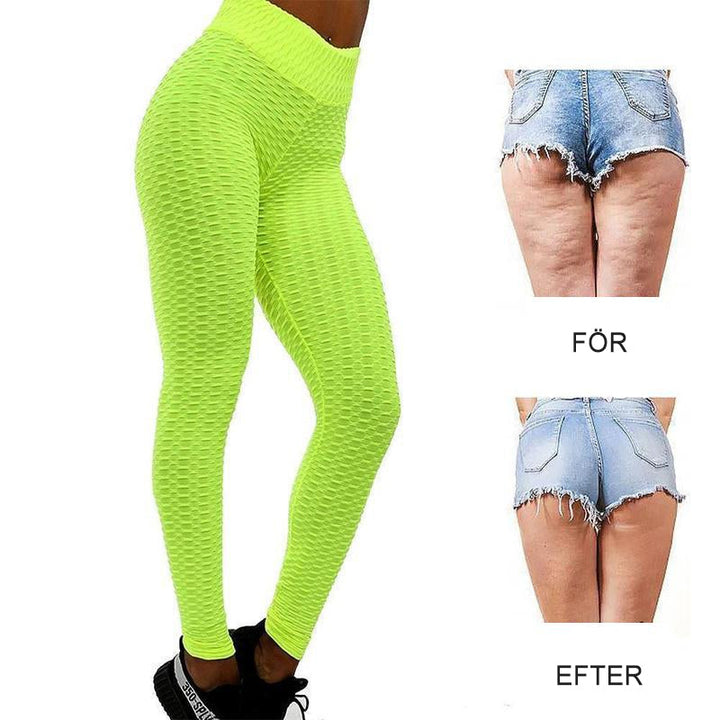 "Damtights i svart med hög midja, anti-cellulit och kompression, formande och svettavvisande, för maximal rörelsefrihet."