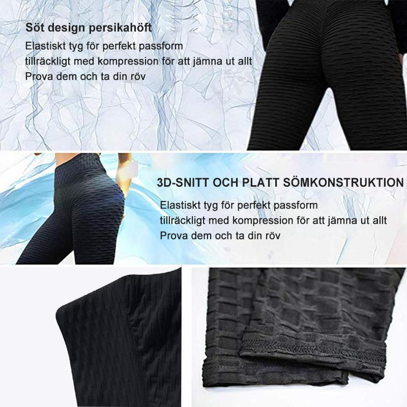 "Damtights i svart med hög midja, anti-cellulit och kompression, formande och svettavvisande, för maximal rörelsefrihet."