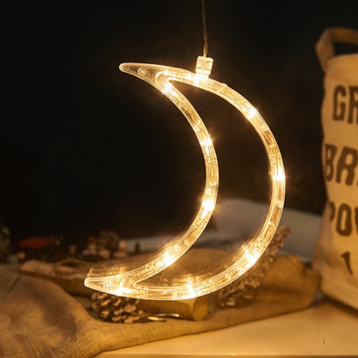 "Dekorativa LED-lampor med sugkopp, julmotiv: tomte, snöflinga, varmvit ljus för inbjudande julstämning i hemmet."