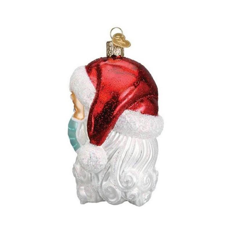 "Detaljerad tomte hängdekoration, färgrik och nostalgisk julprydnad med röd snöre för gran eller hemdekoration."