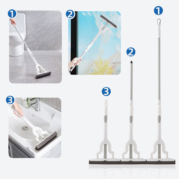"Effektiv infällbar svampmopp med justerbart handtag, ergonomisk design och hög vattenabsorption för enkel städning."