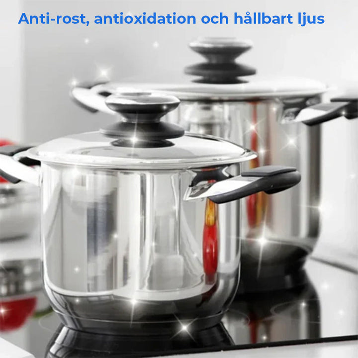 "Effektiv köksrostborttagare, citrusdoft, 250g, avlägsnar rost och fett, lämnar ytor rena och skyddar mot missfärgning."