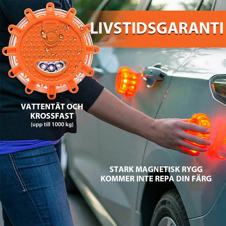 "Effektiv magnetisk varningslampa för bilar, vattentät design, hög synlighet med 9 ljuslägen i orange färg."