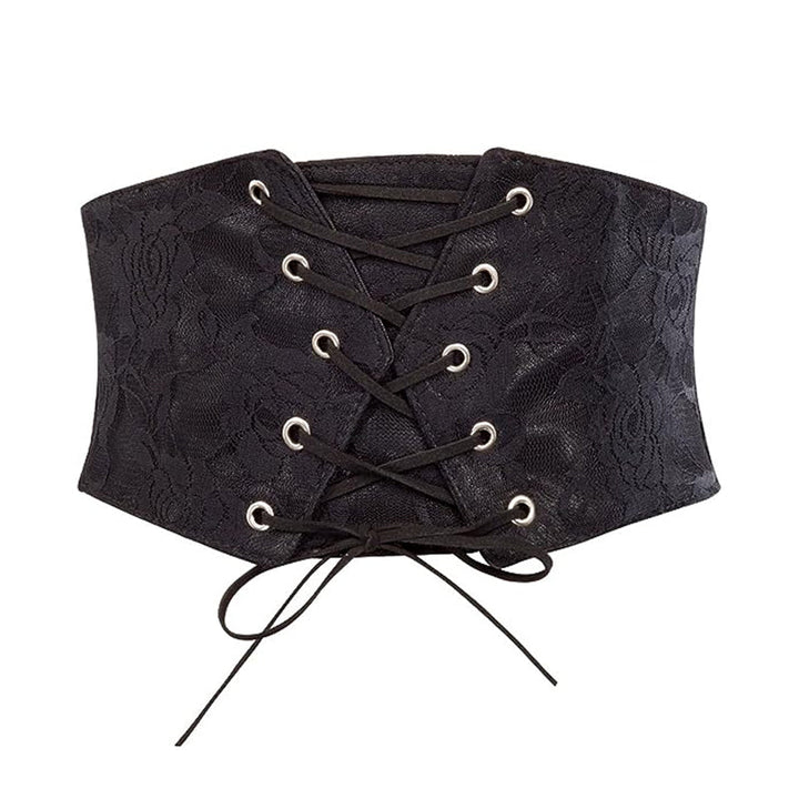 "Elastiskt brett midjebälte för kvinnor i spets, snörningsdesign, vintage charm, elegant och bekväm accessoar."