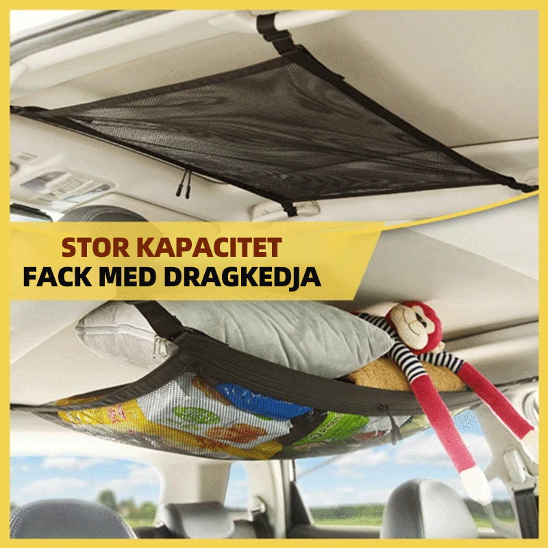 "Elastiskt förvaringsnät för bil, svart nylonstruktur, hållbar och flexibel för organisering av bilutrymme."