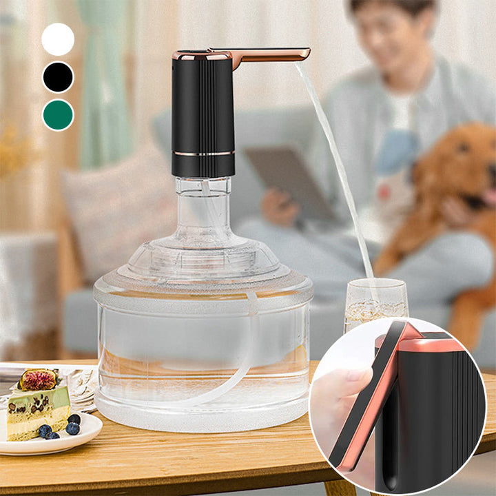 "Elegant automatisk vattendispenserpump i mörkgrön, svart, eller vit, kompakt design, enkel användning i modernt kök."