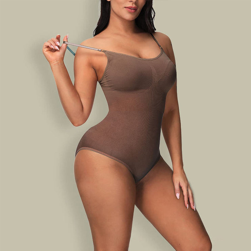 "Elegant backless kroppsshaper för kvinnor, justerbara remmar, andningsbart tyg, osynlig under kläder, framhäver kurvor."
