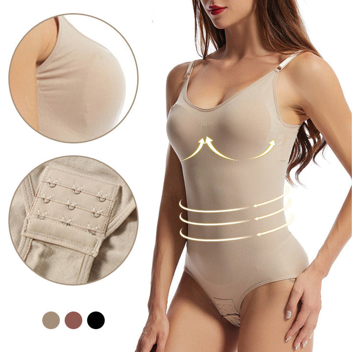 "Elegant backless kroppsshaper för kvinnor, justerbara remmar, andningsbart tyg, osynlig under kläder, framhäver kurvor."
