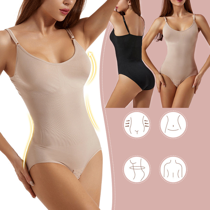 "Elegant backless kroppsshaper för kvinnor, justerbara remmar, andningsbart tyg, osynlig under kläder, framhäver kurvor."