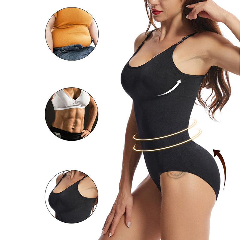 "Elegant backless kroppsshaper för kvinnor, justerbara remmar, andningsbart tyg, osynlig under kläder, framhäver kurvor."