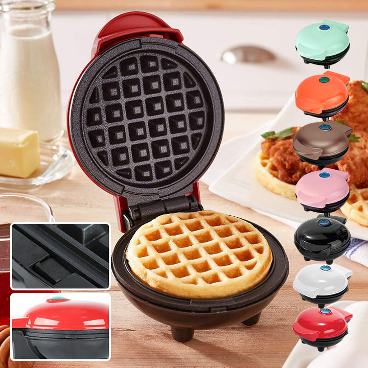 "Elegant elektrisk kompakt våffelmaker med non-stick beläggning, perfekt för små kök och resor."