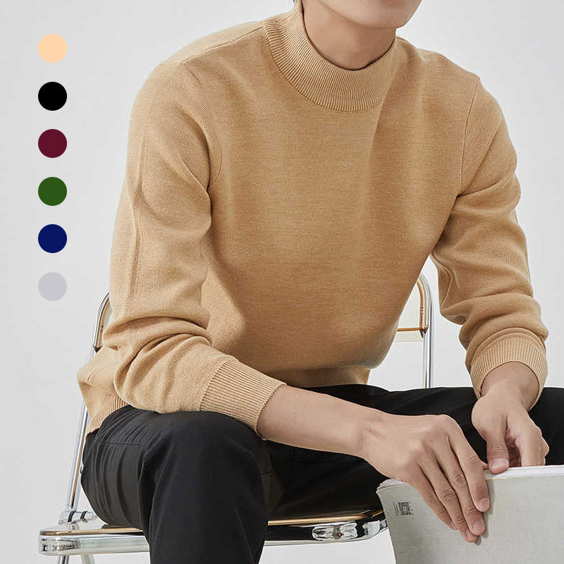 "Elegant halv polotröja i fleece för män, tjock och varm, finns i marinblå, beige, vinröd, svart, mörkgrön, ljusgrå."