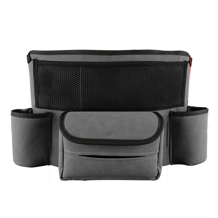 "Elegant läderbilförvaringsficka för säker körning, optimal för handväska och föremål, passar de flesta bilar."