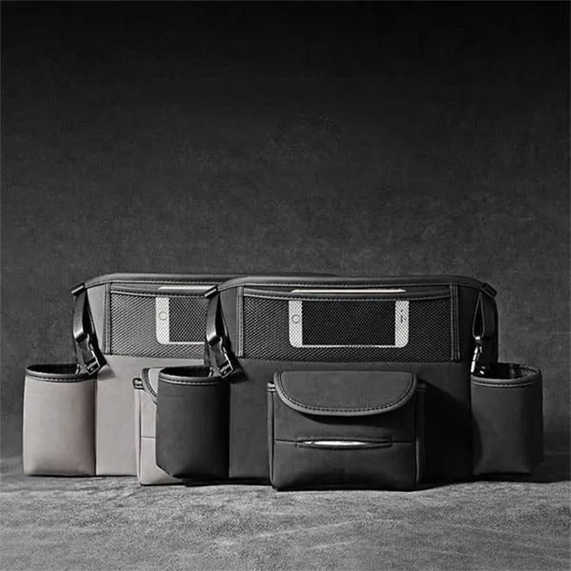 "Elegant läderbilförvaringsficka för säker körning, optimal för handväska och föremål, passar de flesta bilar."