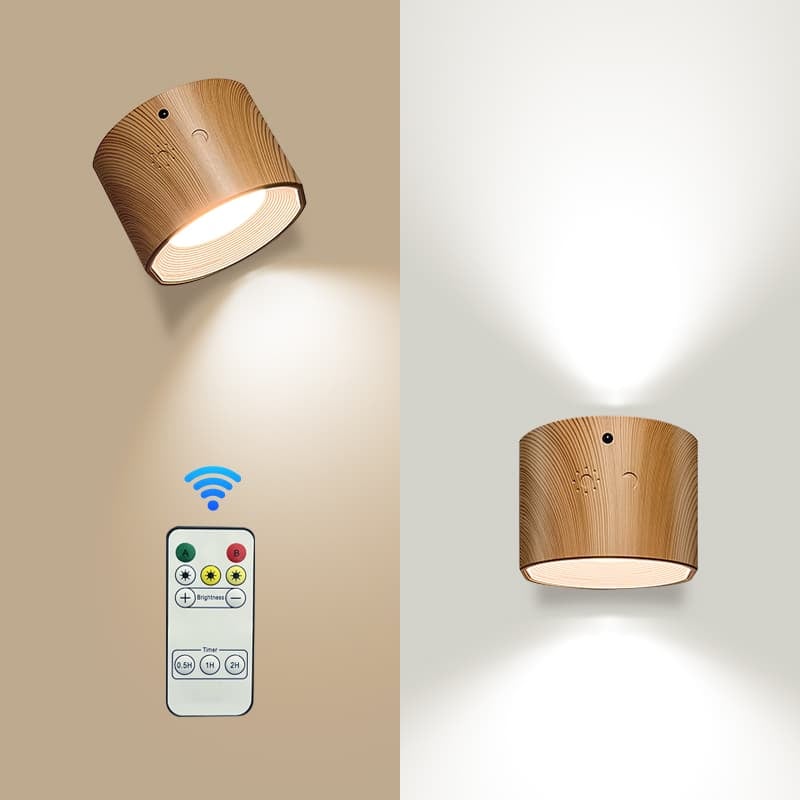 "Elegant LED uppladdningsbar vägglampa med stilren design, justerbara ljuslägen och magnetisk fästning i modernt hem."