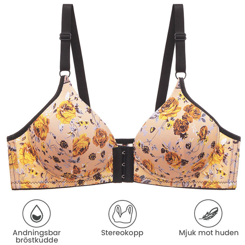 "Elegant push-up-bh för kvinnor med spets och framspänne, designad för stil och komfort. Perfekt för din underklädessamling."