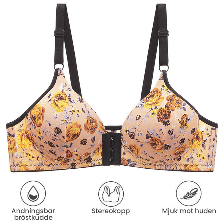 "Elegant push-up-bh för kvinnor med spets och framspänne, designad för stil och komfort. Perfekt för din underklädessamling."