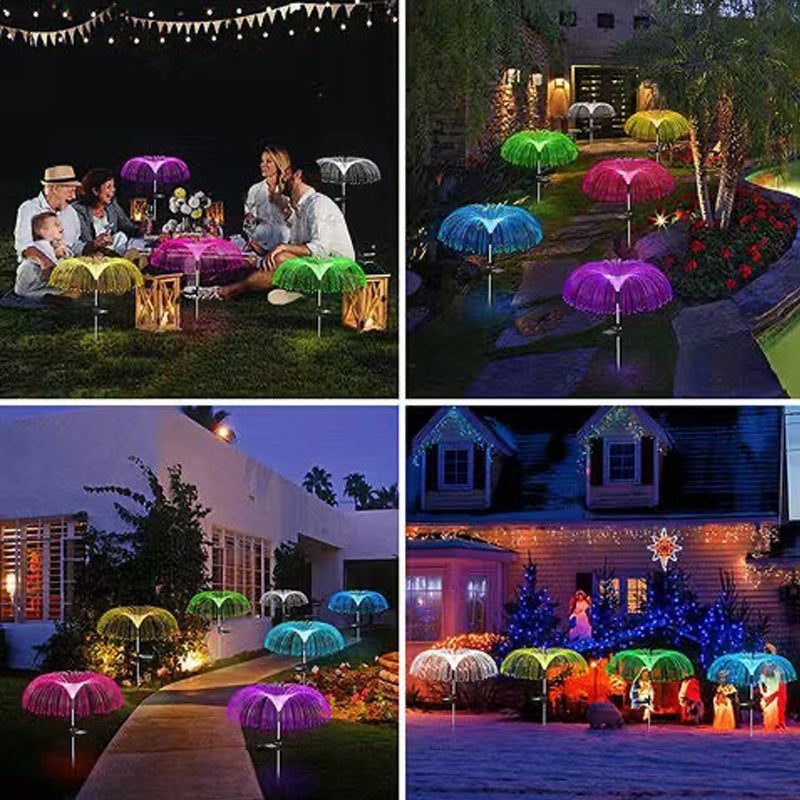 "Elegant solcellslampa för trädgården, färgbyte, vädertålig IP65-design, sju färger för unik nattatmosfär. 92x35 cm."