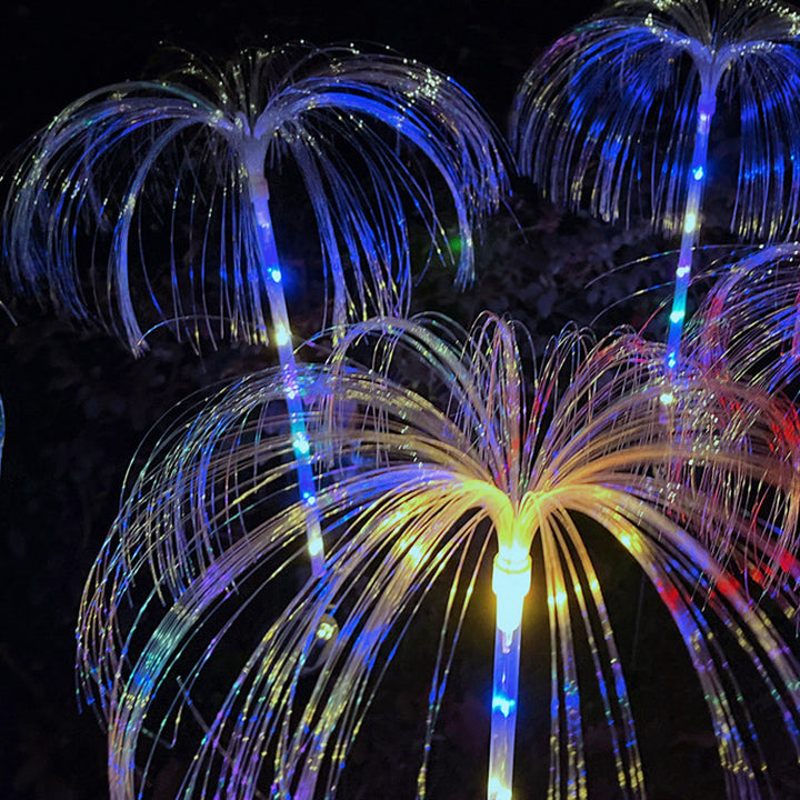 "Elegant solcellslampa för trädgården, färgbyte, vädertålig IP65-design, sju färger för unik nattatmosfär. 92x35 cm."