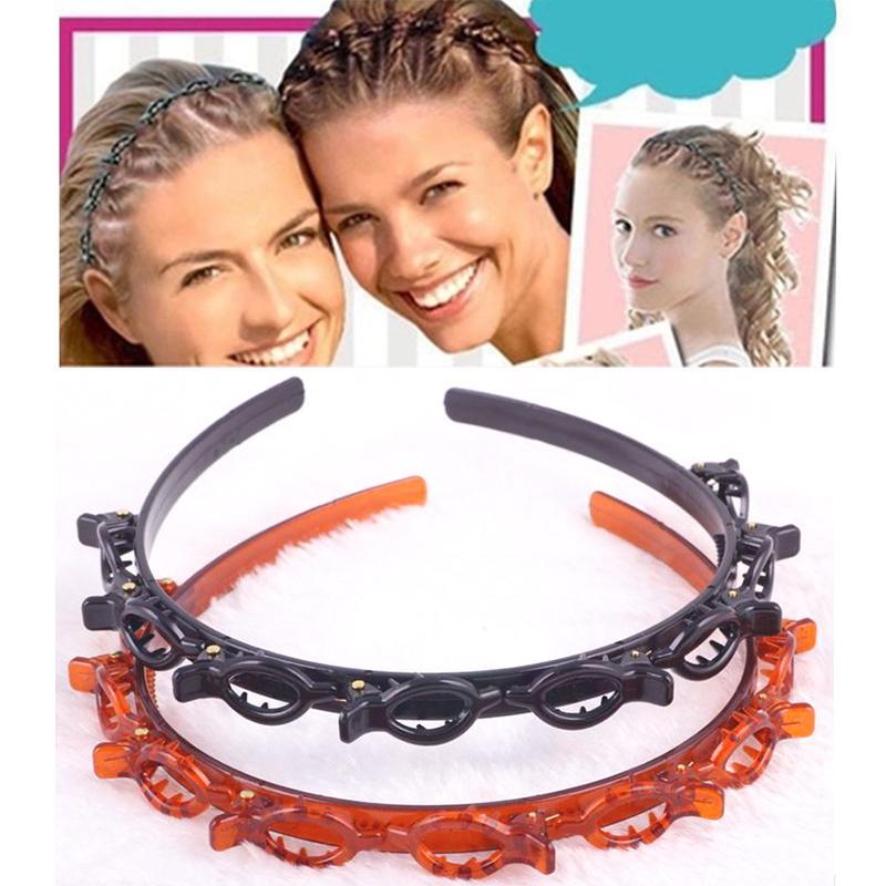 "Elegant svart och brunt diadem med åtta klämmor, perfekt för flexibel hårstyling. Tillverkat av hållbart ABS-harts."