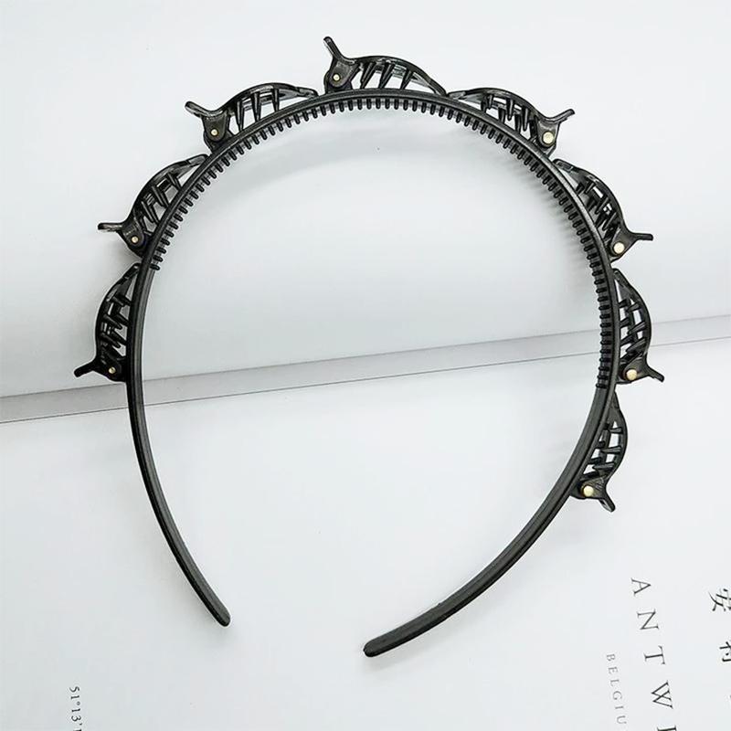 "Elegant svart och brunt diadem med åtta klämmor, perfekt för flexibel hårstyling. Tillverkat av hållbart ABS-harts."
