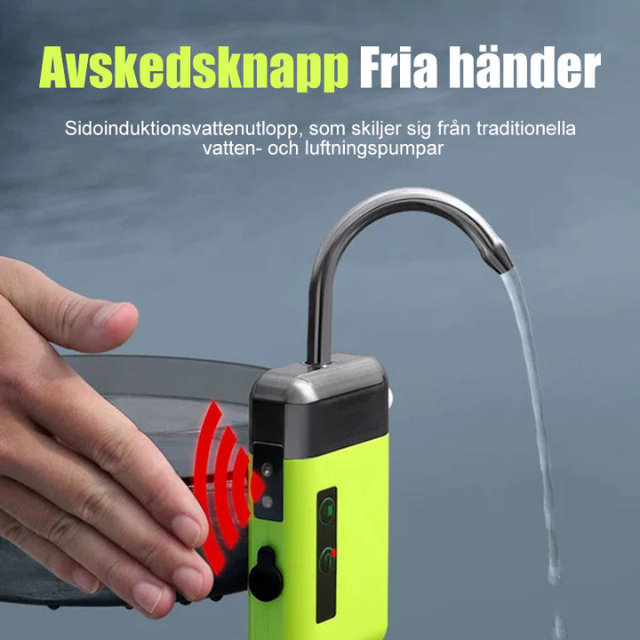 "Elegant syrepump för fiske med tyst drift, kompakt design, och betesljus för nattfiske. Perfekt för fisketurer."