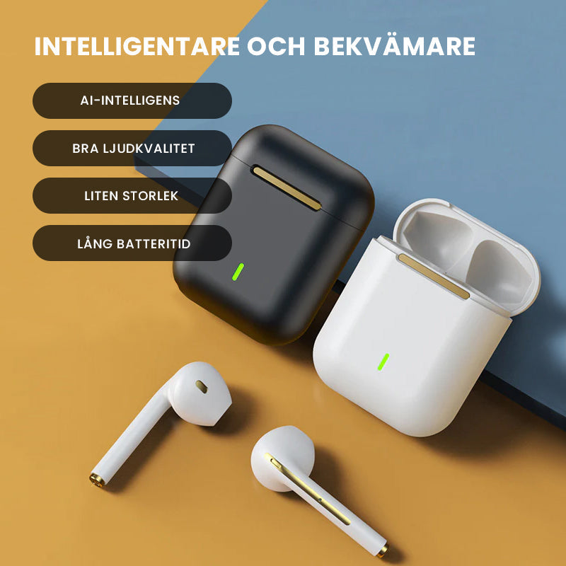 "Eleganta in-ear trådlösa Bluetooth-hörlurar i olika färger, med högkvalitativt ljud och bekväm passform för musikälskare."
