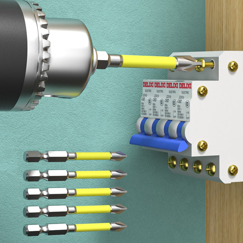 Elektriker skruvmejselbits i S2 stål med kors- och spårhuvud, hög precision och magnetfunktion.
