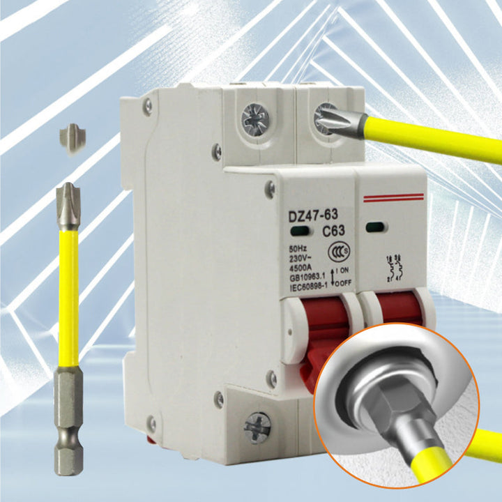 Elektriker skruvmejselbits i S2 stål med kors- och spårhuvud, hög precision och magnetfunktion.