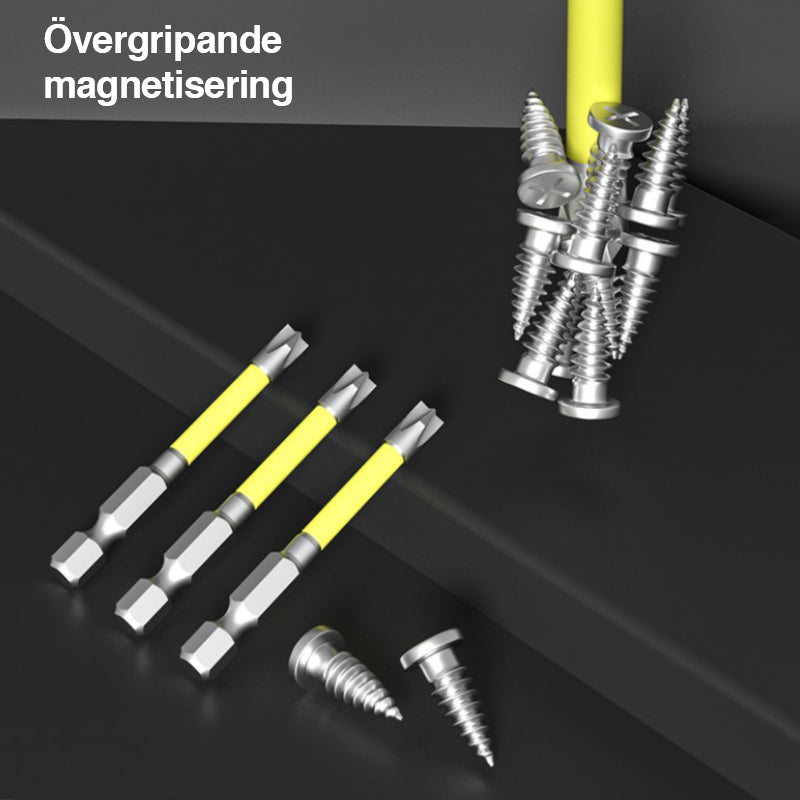 Elektriker skruvmejselbits i S2 stål med kors- och spårhuvud, hög precision och magnetfunktion.