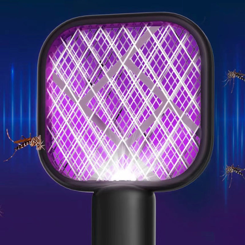 "Elektrisk myggsmällare i svart, vit, rosa, grön för effektiva insektborttagning inomhus/utomhus, stilren design."