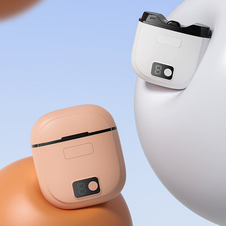 "Elektrisk smart nagelklippare med automatisk trim, 360° roterande blad och integrerad förvaringsbehållare, grön färg."