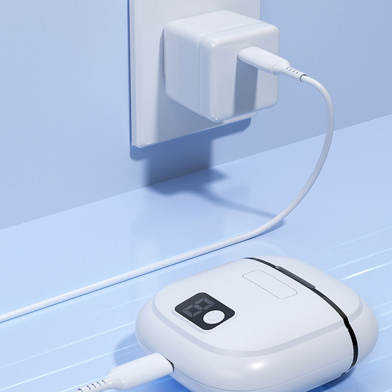 "Elektrisk smart nagelklippare med automatisk trim, 360° roterande blad och integrerad förvaringsbehållare, grön färg."