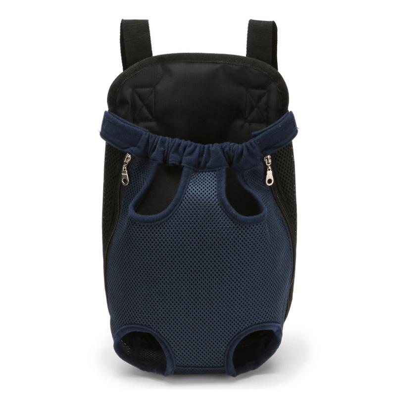 "Ergonomisk husdjursryggsäck med justerbara vadderade remmar, svart nylon och meshventilation för bekväm transport."