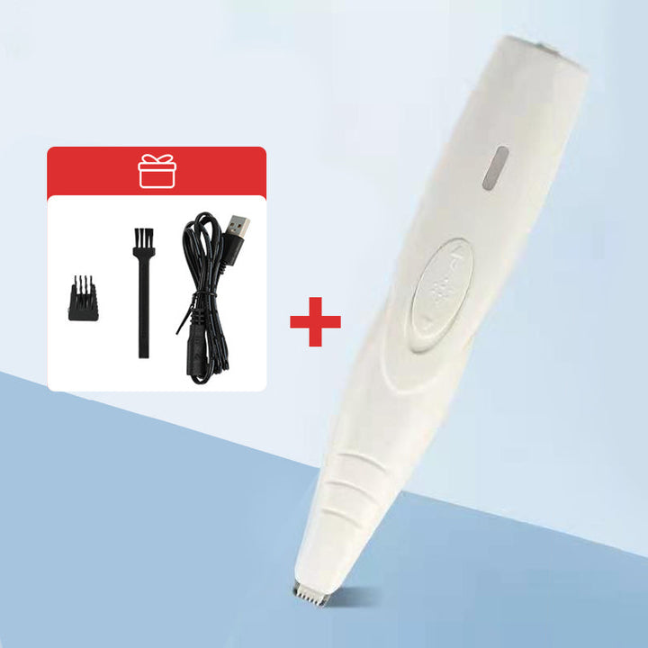"Ergonomisk mini trimmer för husdjur, kompakt design i svart med säkerhetsblad, perfekt för svåråtkomliga områden."