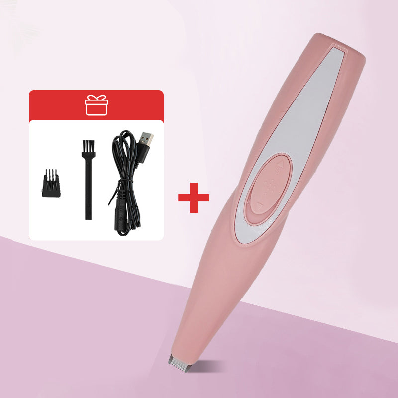 "Ergonomisk mini trimmer för husdjur, kompakt design i svart med säkerhetsblad, perfekt för svåråtkomliga områden."