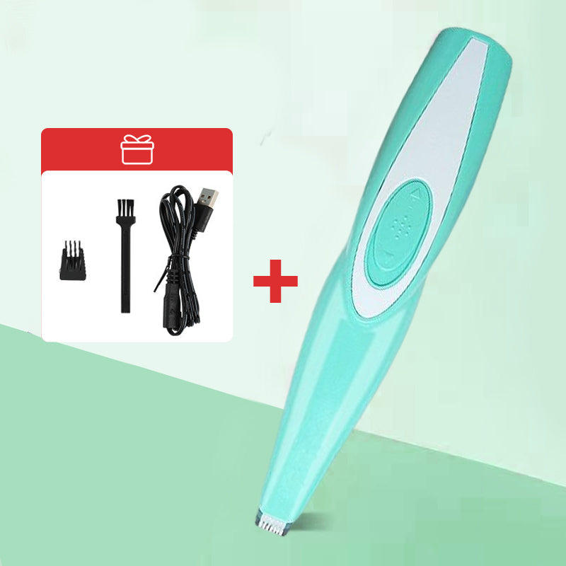 "Ergonomisk mini trimmer för husdjur, kompakt design i svart med säkerhetsblad, perfekt för svåråtkomliga områden."