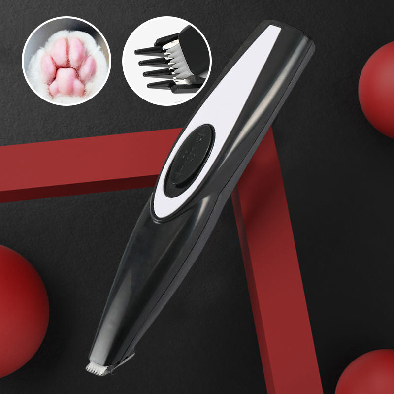 "Ergonomisk mini trimmer för husdjur, kompakt design i svart med säkerhetsblad, perfekt för svåråtkomliga områden."
