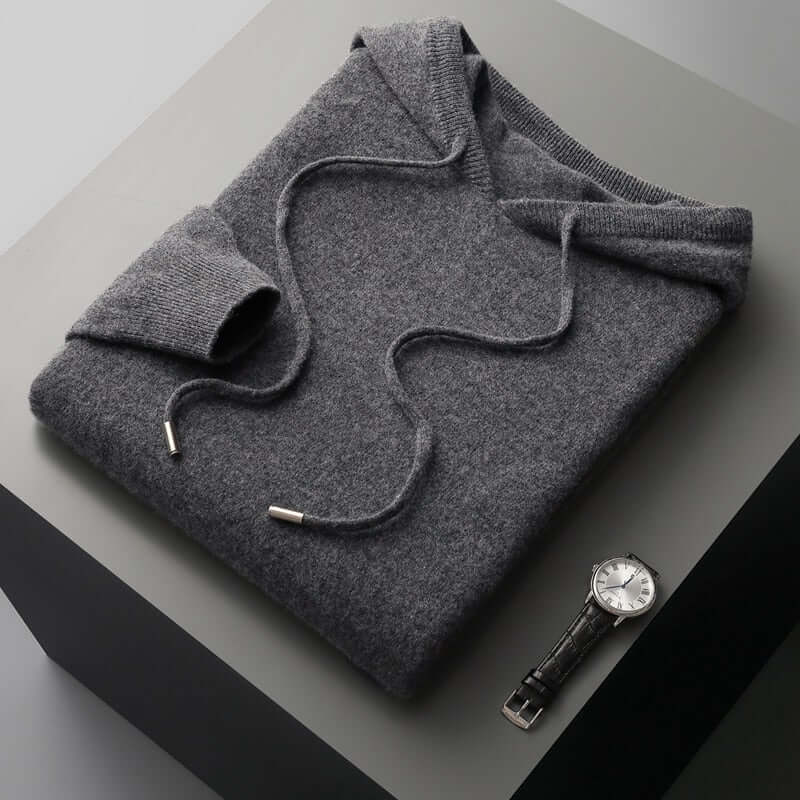 Exklusiv Stickad Hoodie för Herrar - Mjuk, Stilren och Varm