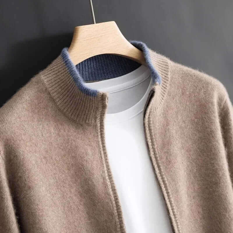 Herr Zip-Up Jacka i Premium Cashmere - Lyxig Värme och Stil