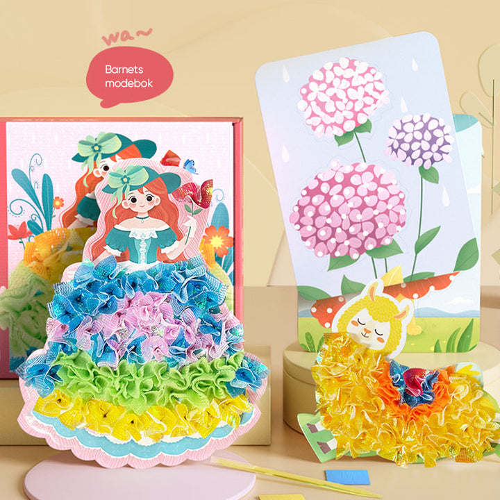 "Färgglad DIY Poke Art leksak för barn, främjar kreativitet och finmotorik med tygpunkteringar, perfekt för 3 år+"