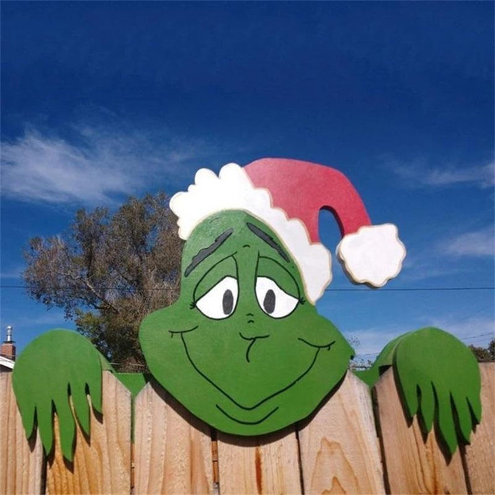 "Färgglad julstaketdekoration med älgar och snögubbar för utomhusbruk, ger trädgården festlig julstämning."