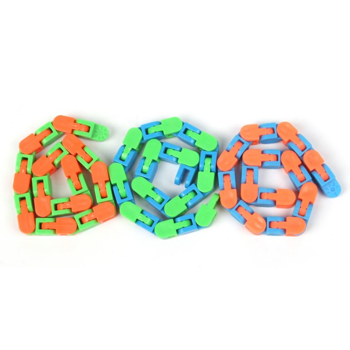 "Färgglad länkspårar snap och klick fidget leksak med 24 vridbara länkar för kreativ stresslindring och lek"