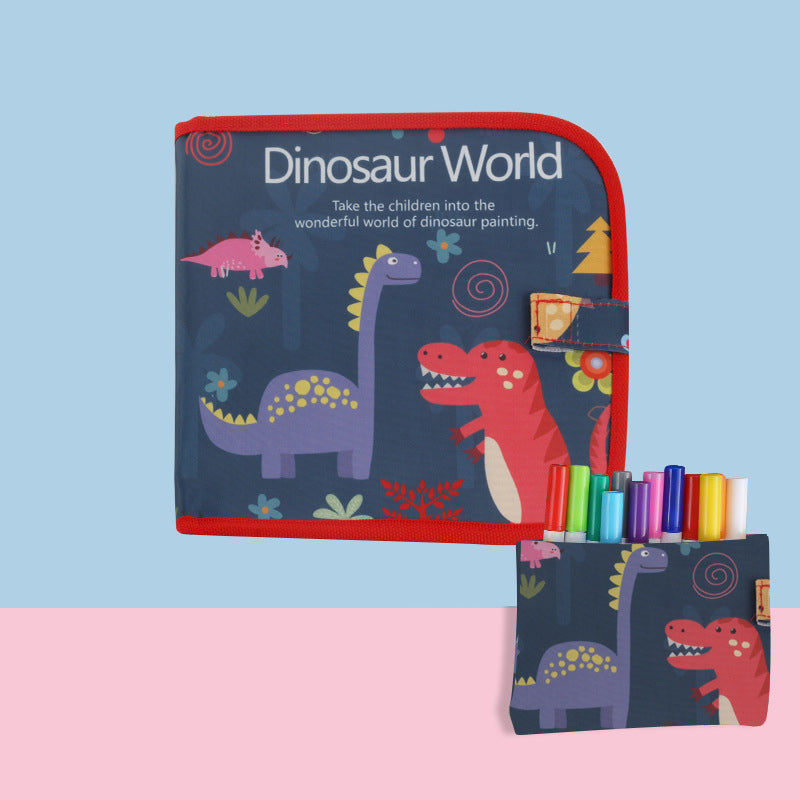 "Färgglad magisk ritbok för barn, med 12 tvättbara kritor, uppmuntrar kreativitet och är bärbar för resor."