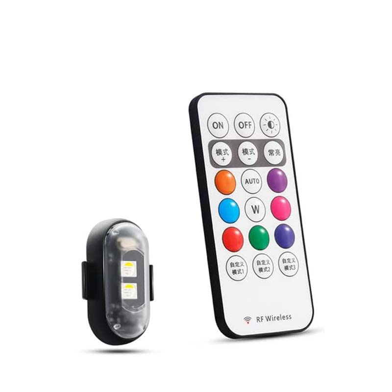 "Färgglada LED-lampor för bil, stroboskopljus, antikollisionsskydd, fjärrkontroll, dynamiska effekter, 12V ABS-material."