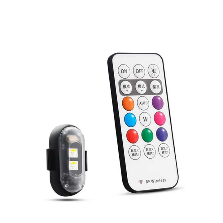 "Färgglada LED-lampor för bil, stroboskopljus, antikollisionsskydd, fjärrkontroll, dynamiska effekter, 12V ABS-material."
