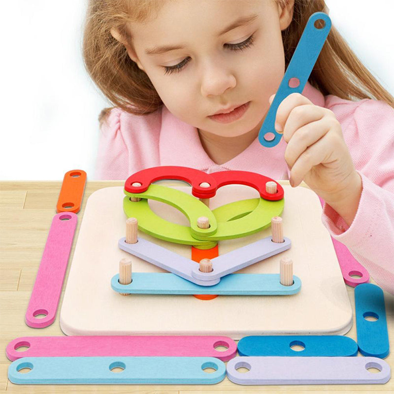 "Färgglada multifunktionella Montessoripelare collage leksaker för barn, byggklossar i trä för kreativt lärande."