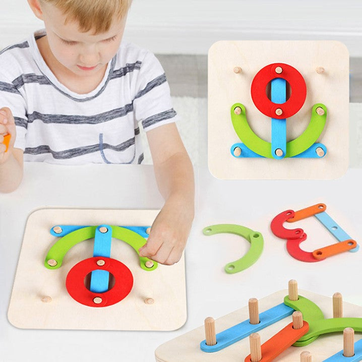 "Färgglada multifunktionella Montessoripelare collage leksaker för barn, byggklossar i trä för kreativt lärande."